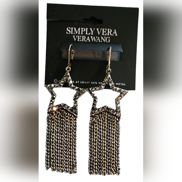 Vera Wang Jewelry - Vera Wang Crystal Rhinestone Celestial Chain Drop Earrings NWT